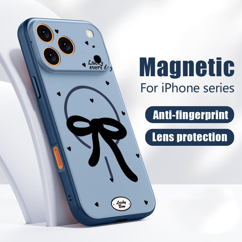 Чехол с узором из бабочек и бантов Для iPhone 17 Pro Max Чехол iPhone 16 15 14 13 Pro Max Магнитный Для Magsafe Гибридный Тонкий Матовый Чехол