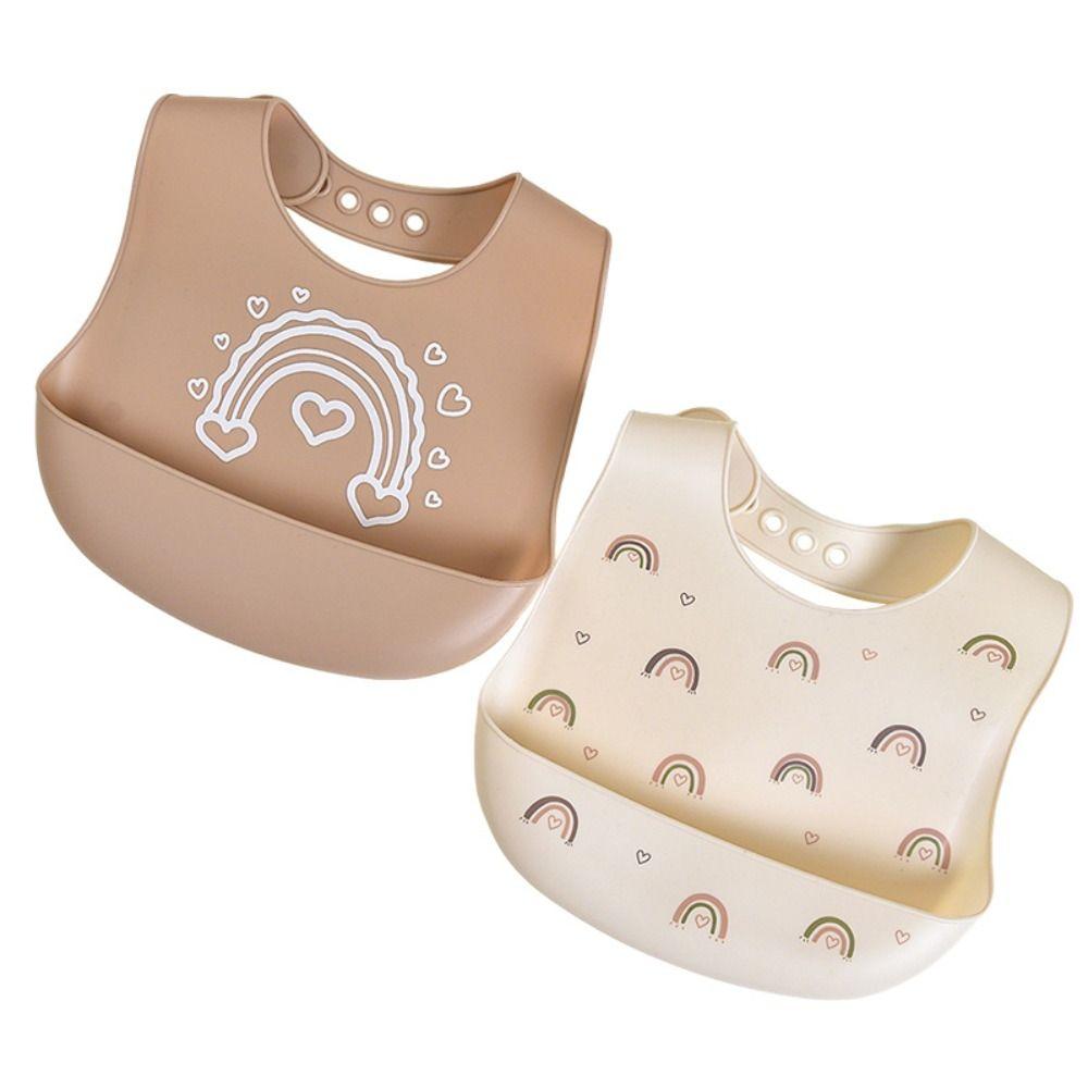with Food Catcher Silicone Baby Bibs Soft Teething Drooling Bib For Girls Boys Toddlers