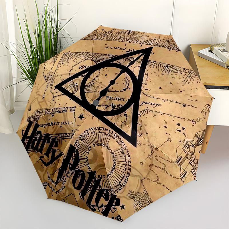 1pc Harry Potter Deathly Hallows Map Umbrella with Plastic Handle,Cartoon Pattern,Suitable for All Seasons Multi-functional Umbrella552