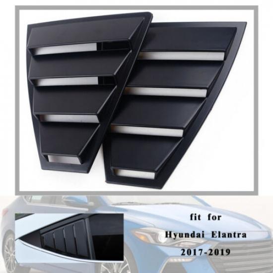 Для Hyundai Elantra 2017- Черный Боковой Вентиляционный Отверстие Заднее Окно Четверть Жалюзи