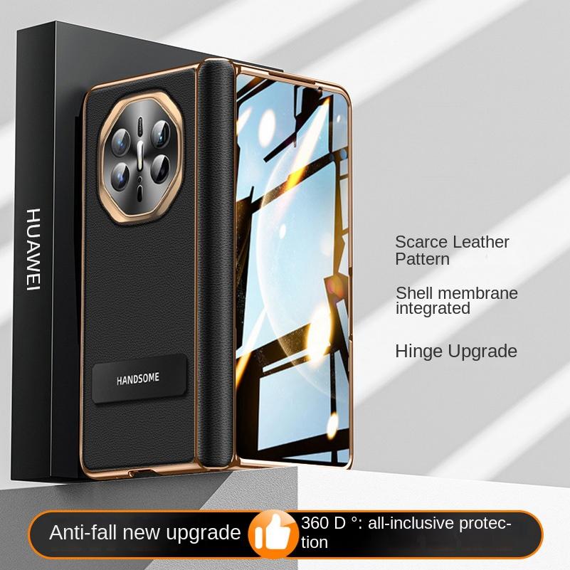 Leather Plated Frame with Tempered Glass Protective film Case For Huawei Mate X6 MATE X6 All-inclusive Hinged Cover