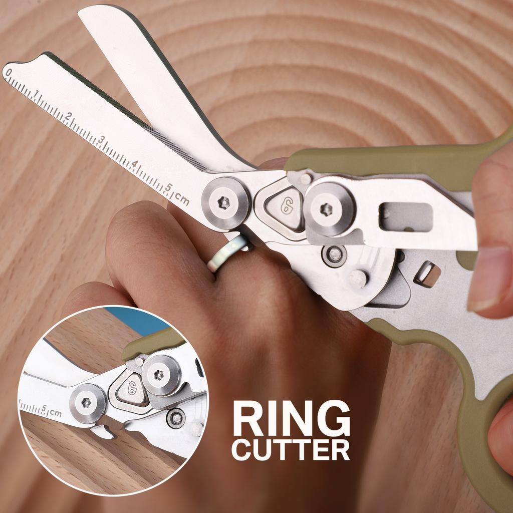 Foldable Shear Stainless Steel Brown Color Non Slip Handle Folding Retractable Emergency Shear for Travel