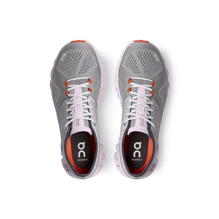 ON Cloud X 3 Alloy Lily Женские кроссовки Серый Сплав-Серый Лилия-Розовый 40.99041