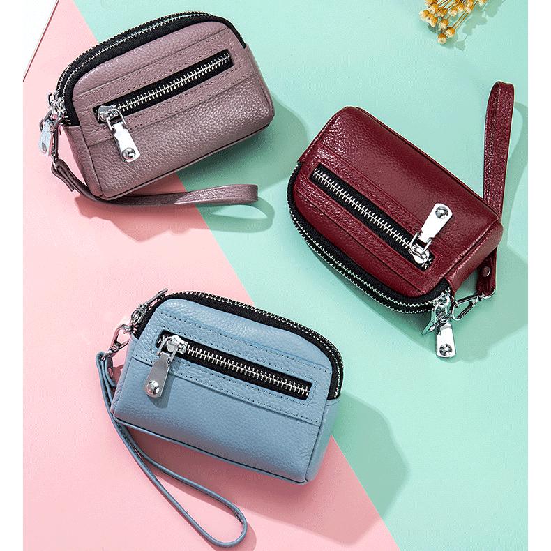 Bison Denim Модный женский кошелек с двойной молнией, небольшой кошелек для монет