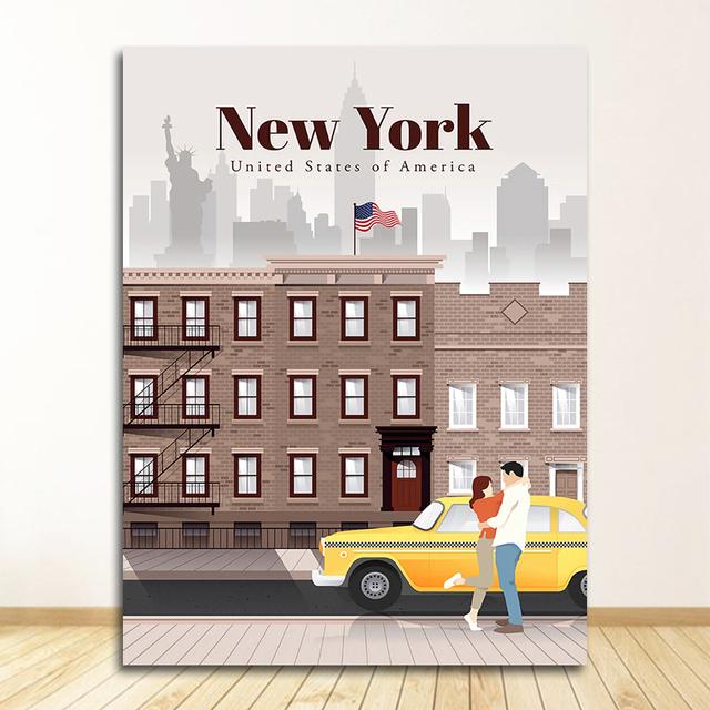 И принты, настенные панно для гостиной, домашний декор, Лондон, Нью-Йорк, Париж, Испания, карта города, настенная живопись на холсте, плакаты на скандинавскую тему