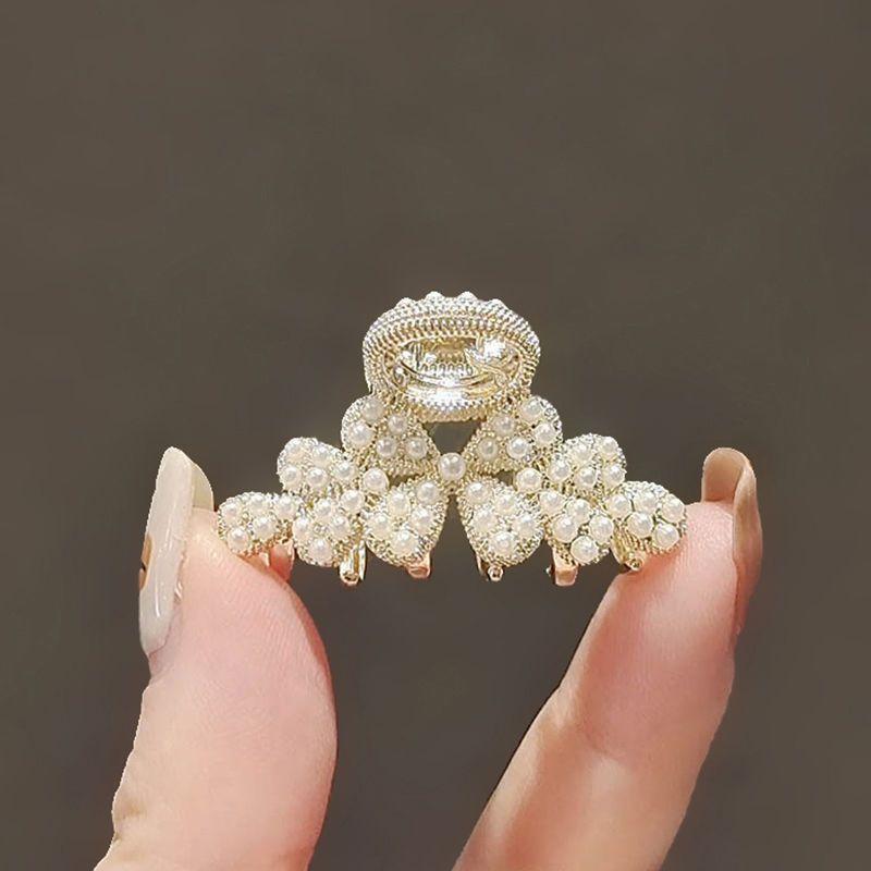 Маленькая заколка для волос Pearl Rhinaute, женская сетчатая заколка для знаменитостей, нежный высокий зажим для хвоста, корейская расширенная заколка для волос с боковым разрезом, головной убор