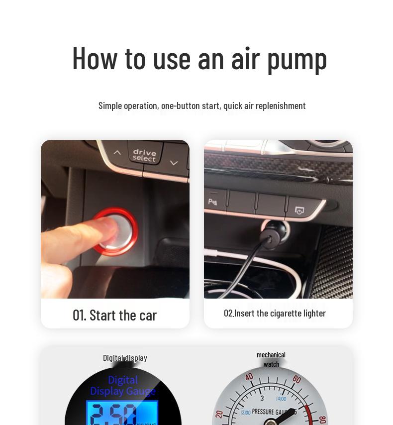 Портативный 12В Электрический Двухцилиндровый Насос для Накачивания Шин