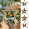 1/4Pcs Christmas Ornament Wooden Star-Shaped Pendant Set with Reindeer Santa Snowman Elk Patterns Hanging Decoration