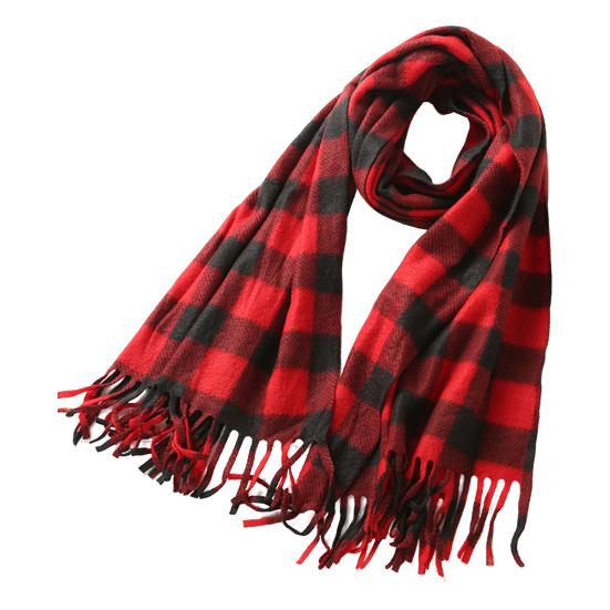 Women Winter Scarf Plaid Print Lightweight Soft Warm Scarf