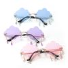 Retro Rimless Sunglasses Women Vintage Clouds Diamond Tassel Steampunk Disco Glasses Funny Cloud Shaped Shades