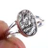 Natural Black Rutile Gemstone Handmade 925 Solid Sterling Silver Ring S.6 M2O85