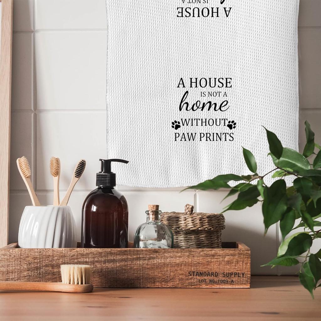 TNUW Dog Themed Gifts Kitchen Towels 16'24', Dogs Mom Gifts for Women, Dog Decorations for The Home, House Warming Gifts New Home, Paw Prints Kitchen