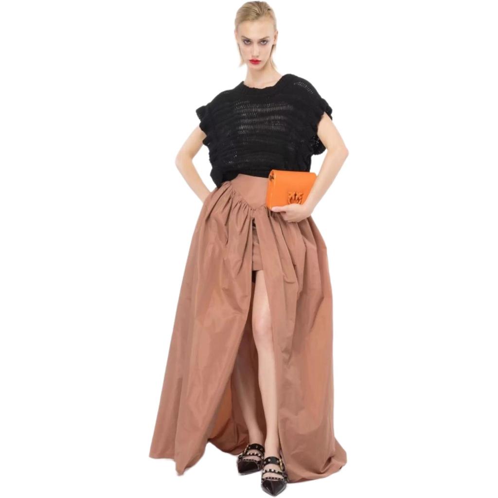 Pinko Свободный полый короткий рукав вязаный топ женские топы Черный 103148A1PG-Z99