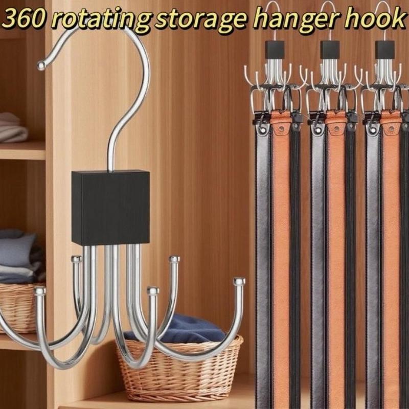 Многофункциональный крючок с несколькими когтями, вращающийся на 360°, антикоррозийный, для сумок, ремней, деревянная полка для хранения бюстгальтеров, галстуков, шарфов, бытовой шкаф