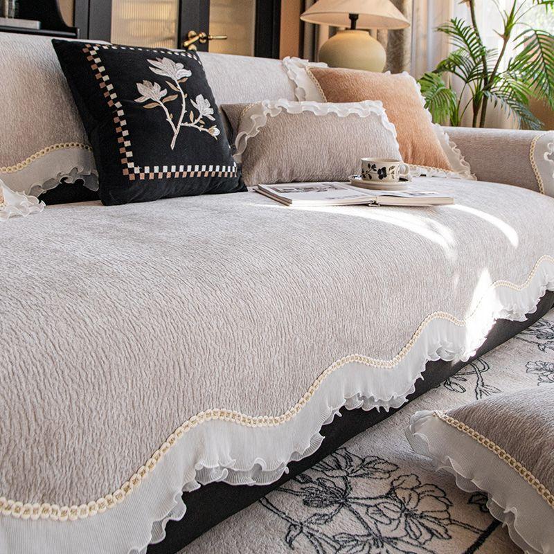 Retro Wind Sofa Cushion Universal In All Seasons, Special-Shaped New Non-Slip Light Luxury One-Piece Straight Row Sofa Cushion