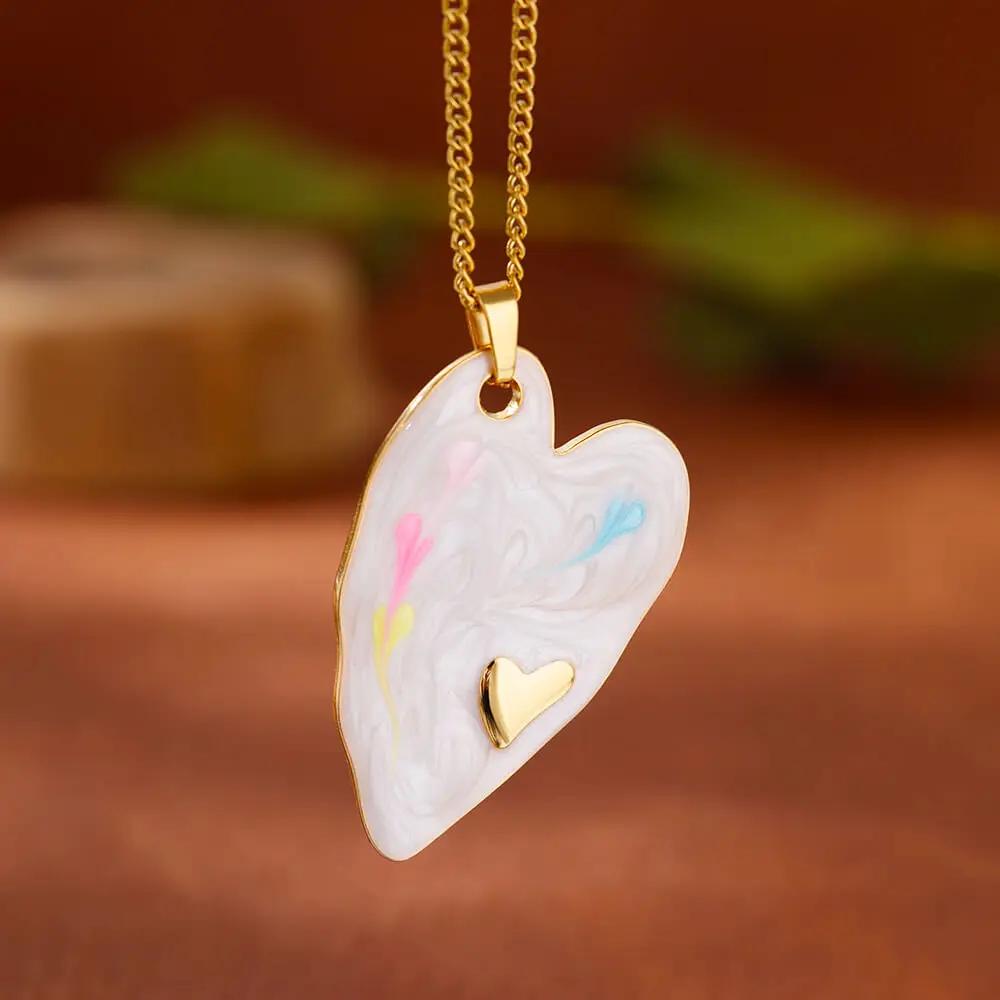 Ожерелье из нержавеющей стали Coloful Heart Золотистая цепочка Ожерелья Чокер для женщин Модные цирконы Подарки на день рождения collar mujer