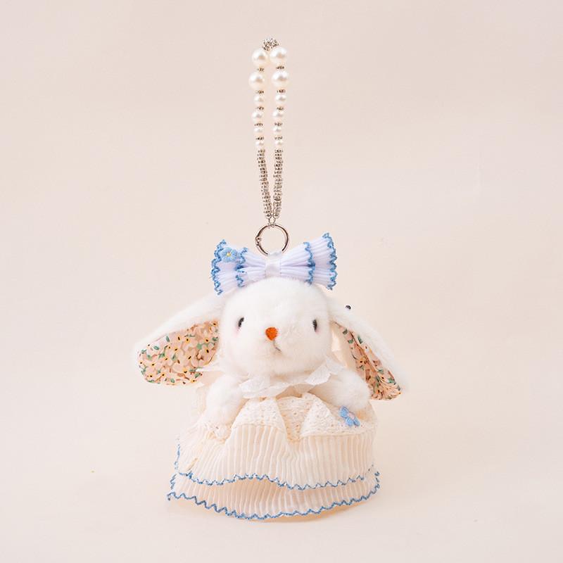 Soft Rabbit Hanging Plush Doll With Bow And Dress Decorationfor Bag And Home Decor