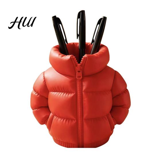 Student Desk Accessory Puffer Jacket Shaped Pen Cup, 3D Printed Organizer, Creative School Supplies Organizer Coat Pencil Holder for Makeup