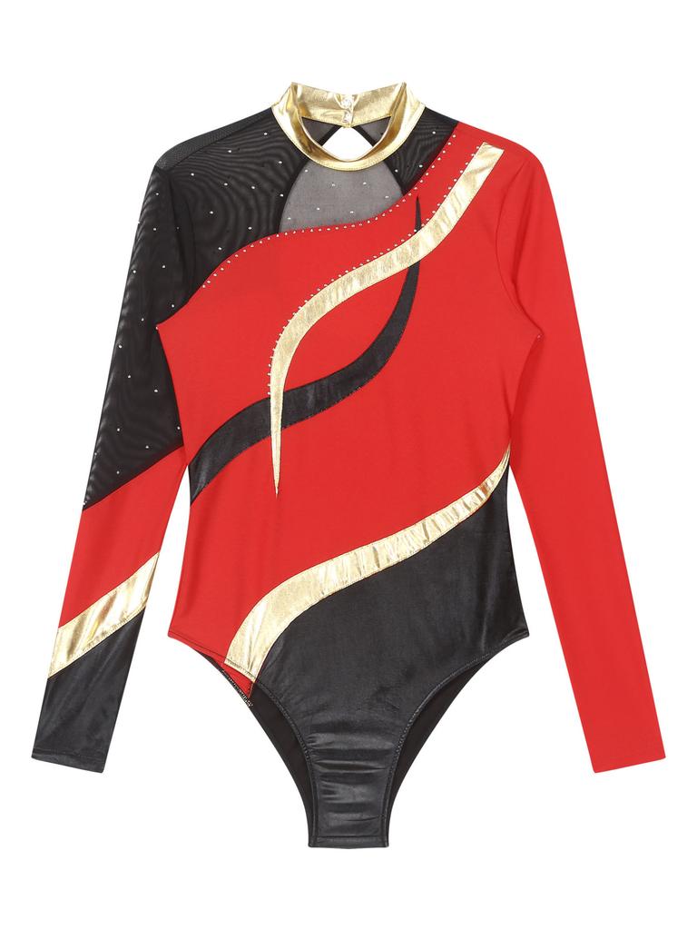 Боди с длинными рукавами, гимнастический костюм для фигурного катания, спортивный комбинезон, спортивная одежда, балетный костюм для фигурного катания, танцевальный костюм