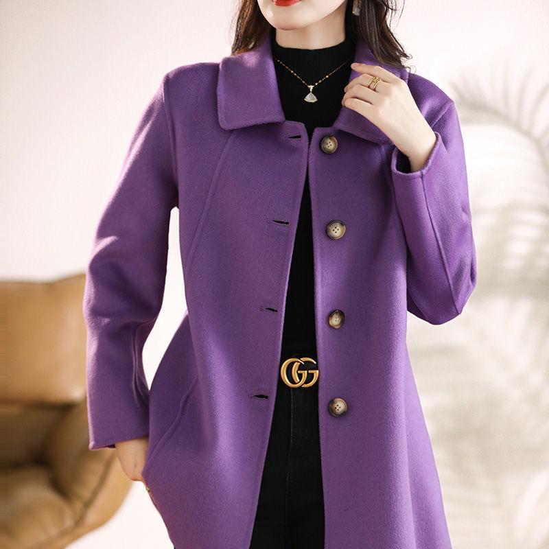 Stylish Woolen Coat with Doll Collar - Regular Fit for Spring, Autumn, and Winter