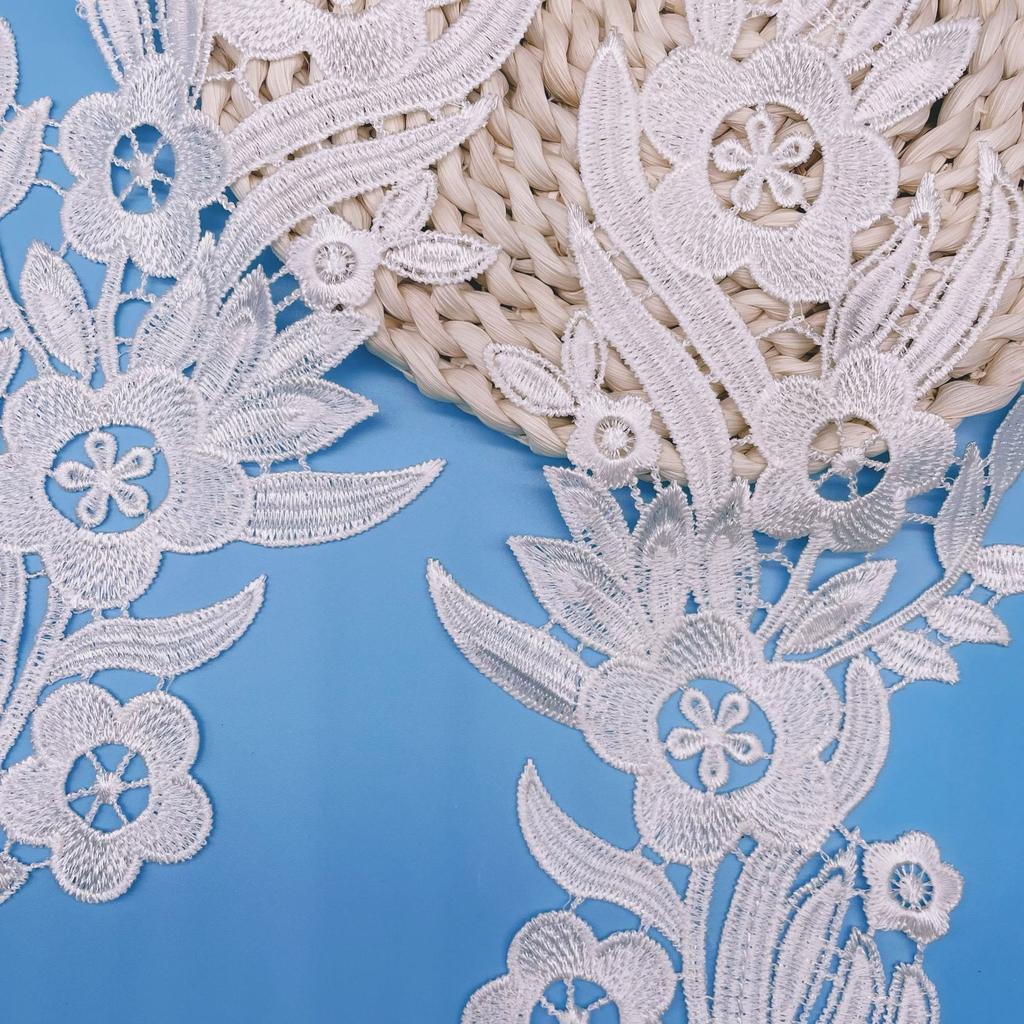 Pair Flower Children'S Clothing Water-Soluble Lace Floral Dance Dress Wedding Dress Wedding Shoes Clothing Accessories Hollow Embroidery Applique