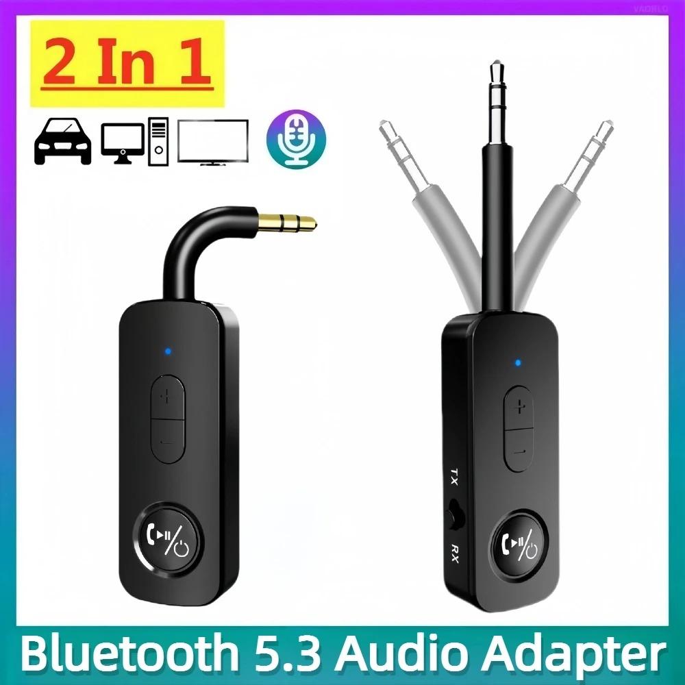 Bluetooth 5,3 аудиоприемник-передатчик 3,5 мм AUX Hi-Fi стерео музыкальный беспроводной адаптер с микрофоном для ПК, ТВ, автомобильные колонки, наушники