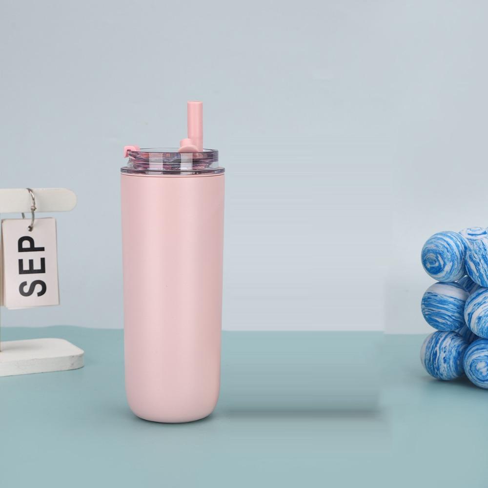 Gift With Handle and Straw 300/480ml Tumbler Double Layer Keep Cold Heat Mug Reusable 304 Stainless Steel Straw Cup Car Mount