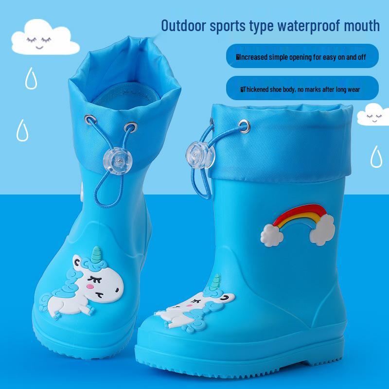 Мультяшные детские водонепроницаемые резиновые дождевые сапоги с нескользящей подошвой для малышей и детей