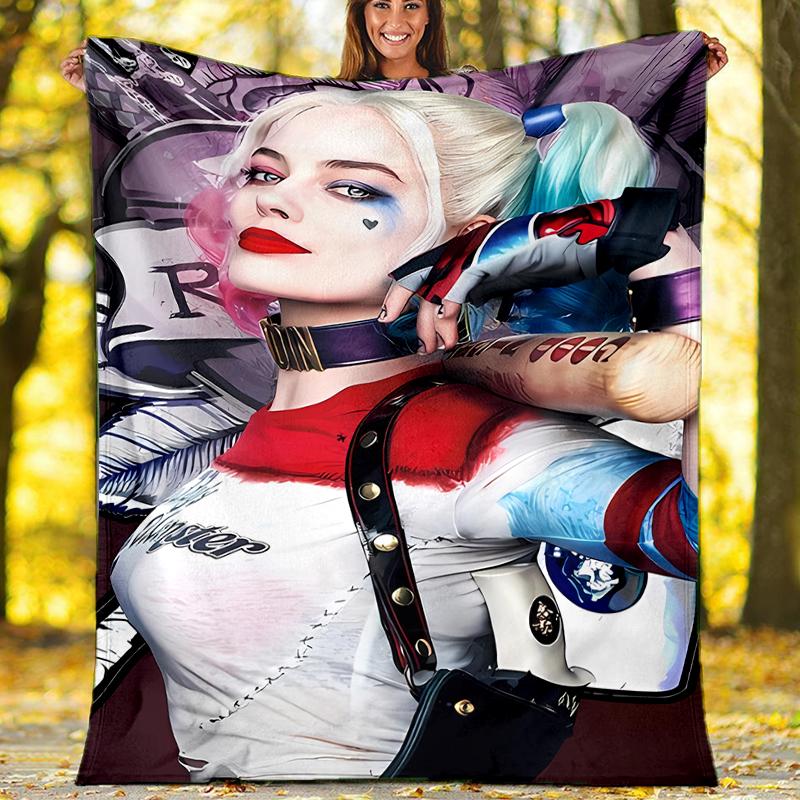 Harley Quinn Theme Printed Blanket - Perfect for Couch, Bed, Travel & Outdoor Use | Machine Washable, Cozy & Durable.