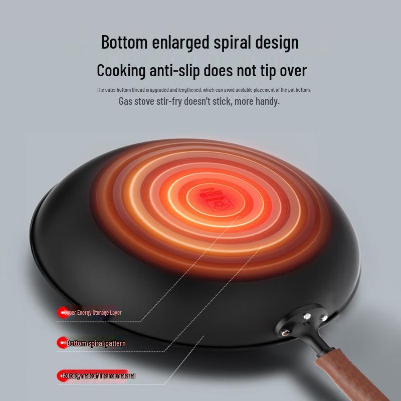Kangbach 30cm Flat Bottom Wrought Iron Wok with Lid
