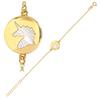 [R0413] - Handmade Silver Bracelet 'Licorne My Unicorn' Mother-of-pearl Gold (rhodium Plated) - 14x14 Mm