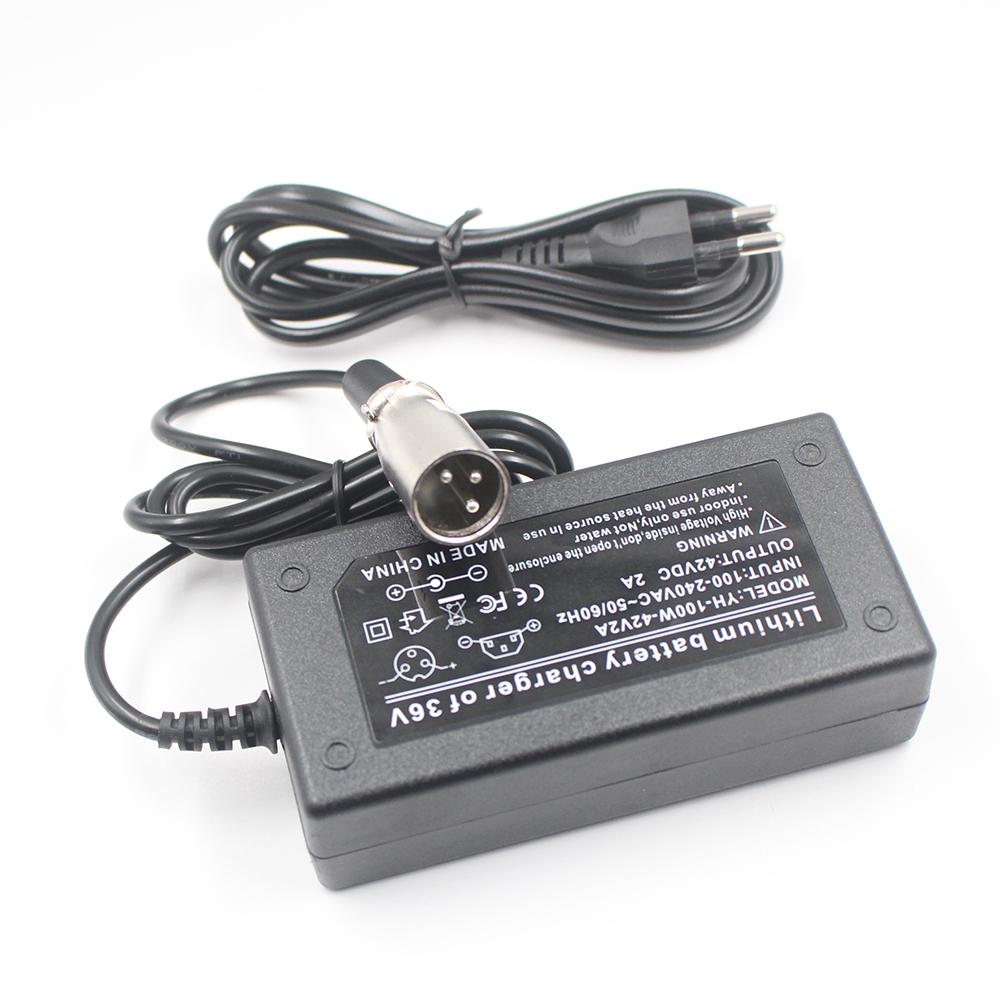 42V 2A 42V2A Charger For 36V 18650 Lithium Battery Pack With 3-Pin XLR Socket Connector EU US AU UK