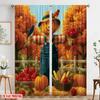 2pcs,2D Plane Printing Print Curtains Scarecrow and Autumn Harvest Durable 100% Polyester Fabric (without Rod) Decorations For