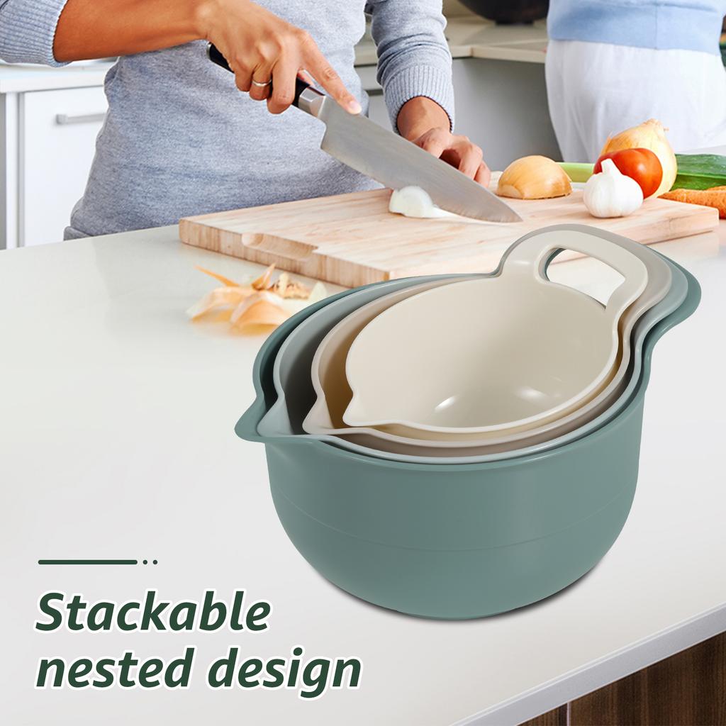 Набор из 4 пластиковых мисок для смешивания, многоразовые пластиковые вкладывающиеся миски для смешивания, многофункциональные вкладывающиеся контейнеры для кухни, для готовки, выпечки