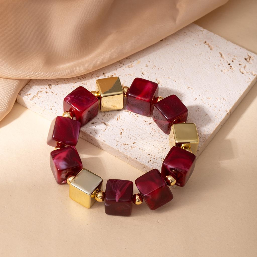 Персонализированный нишевый дизайн в стиле ретро, неправильный геометрический квадратный браслет из акриловых бусин