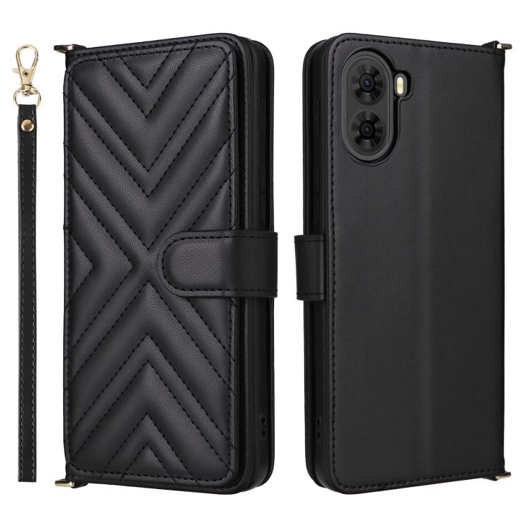 Multifunctional 6-Card Slots Leather Phone Case with Wrist Strap