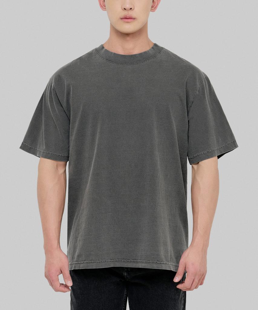 SHAKA WEAR Хлопковая футболка оверсайз с коротким рукавом, окрашенная готовым изделием, 7.5 унций, однотонная_Тень