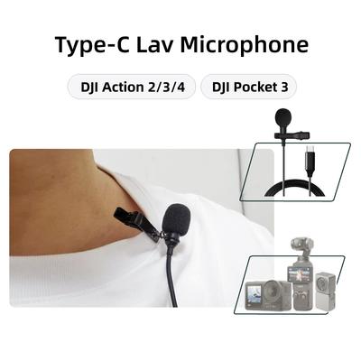 Адаптер для микрофона DJI Pocket 3 с шейным зажимом, петличный микрофон с шумоподавлением для камер DJI Action 4/Action 3.
