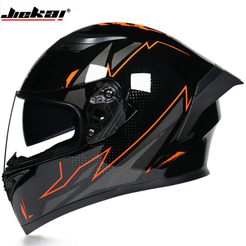 Jiekai Electric Motorcycle Helmet Men's and Women's Full Helmets Double Lenses Full Overlay Street Car Bluetooth Universal In All Seasons