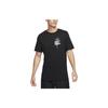 Dri-FIT Logo Print Ribbed Crew Neck Sports Short Sleeve T-Shirt Men Tops Black FN0856-010