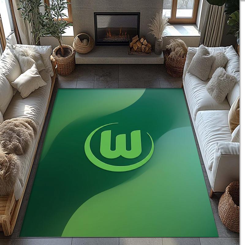 VfL Wolfsburg FC Soccer Football Pattern Soft Area Rug Non Slip Indoor Floor Carpet Sports Decor Mat for Bedroom