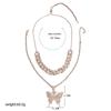 RUI RUI YU Women's Necklace Hip Hop Style Diamond-mounted Double-deck Chain Butterfly-shape Necklace