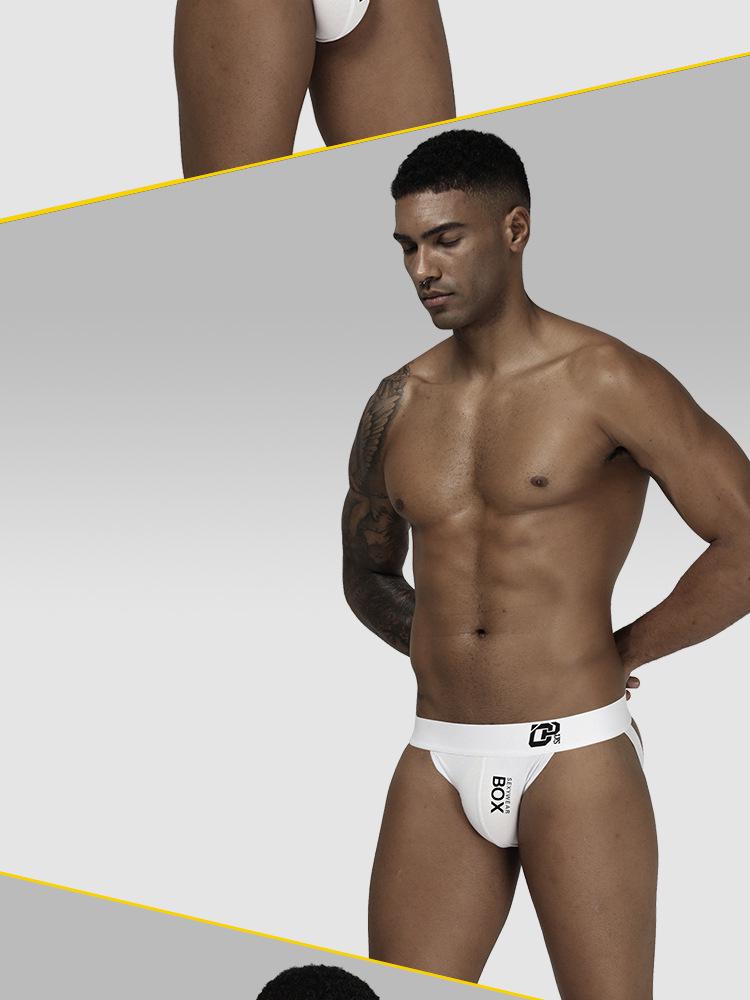 Мужские летние хлопковые спортивные стринги - Низкая посадка, Подтягивающие бедра, Дизайн с надписью