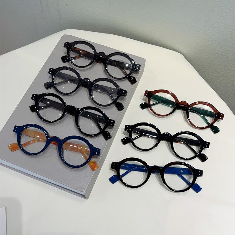 Internet celebrity high-end rice nail fashion anti-blue glasses can be equipped with degree retro wind round frame flat mirror