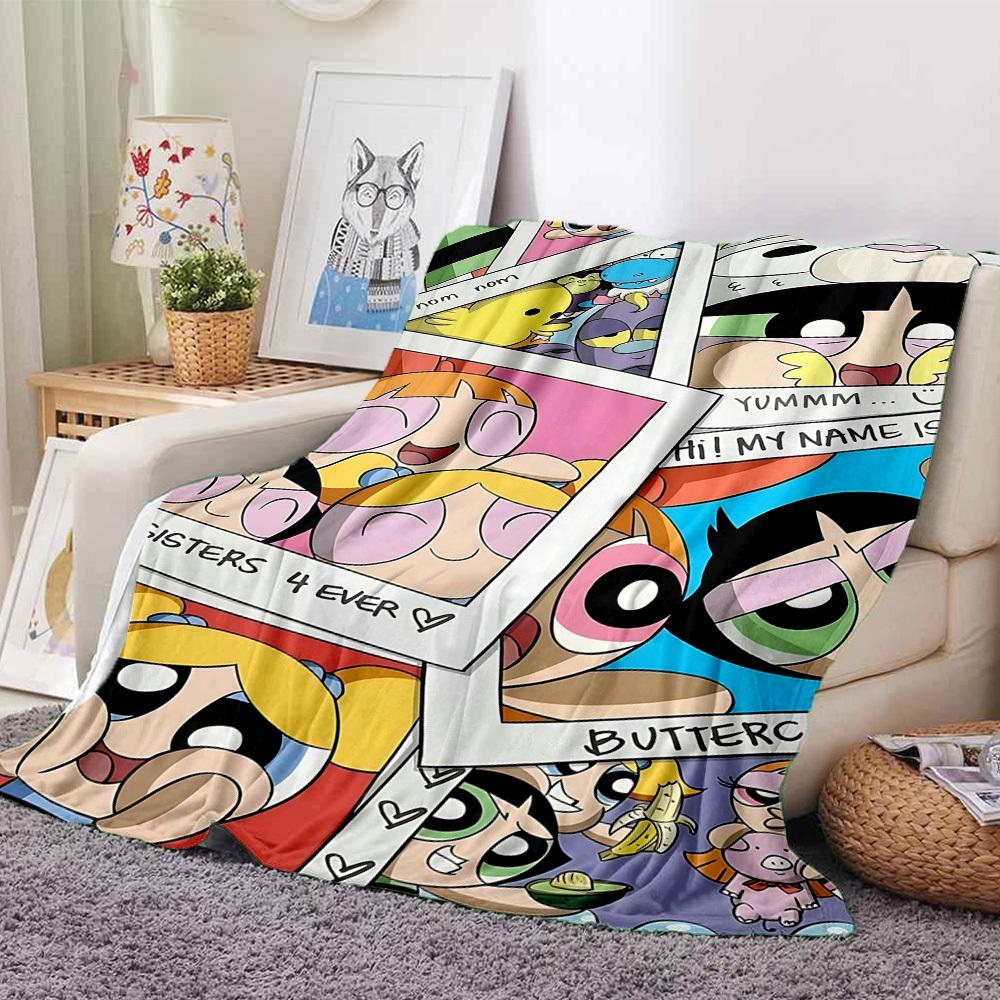 1pc Powerpuff Girls Flannel Blanket, Soft Skin Friendly with Digital Printing, Various Sizes Available for Family, Friends, Birthday