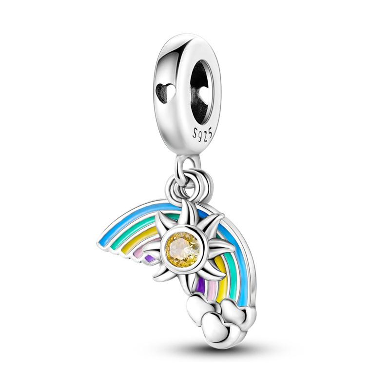 925 Silver Sunflower Butterfly Flower Heart Charm for 3mm DIY Bracelet, Beautifully Beaded DIY Fashion Maker Gifts