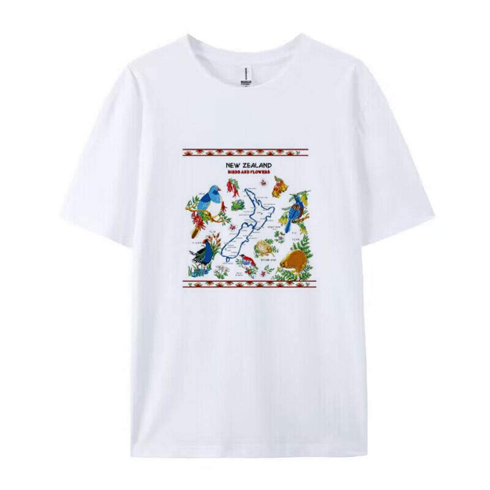 805 New Zealand Summer New Cartoon Tshirts Harajuku Short Sleeve Loose Ocasual Tops Women O Neck All Match Casual Tees