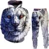Animal Tiger 3D Printed Men's Tracksuit Set Casual Hoodie And Pants 2pcs Sets Spring Autumn Fashion Streetwear Man Clothing Suit