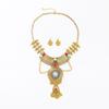 Bohemian Retro Alloy Rhinestone Turquoise Tassel Earrings & Necklace Set