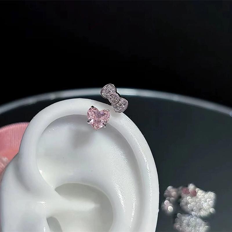 1pcs Quality Shiny Cross Zircon 316L Stainless Steel Ear Bone Nail Silver Earring for Women Cochlear Accessories